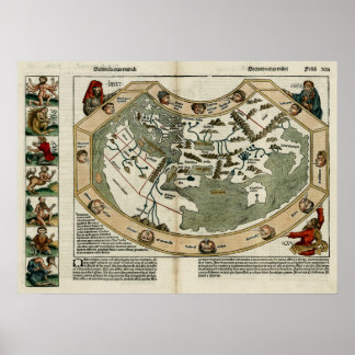 1493 Världskarta Poster