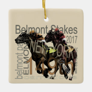 149. Belmont riskerar Thoroughbredhästkapplöpnin Julgransprydnad Keramik