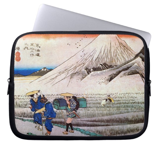 14. 原 宿, 広 重 Hara-juku, Hiroshige, Ukiyo-e Laptop Sleeve (Framsidan)