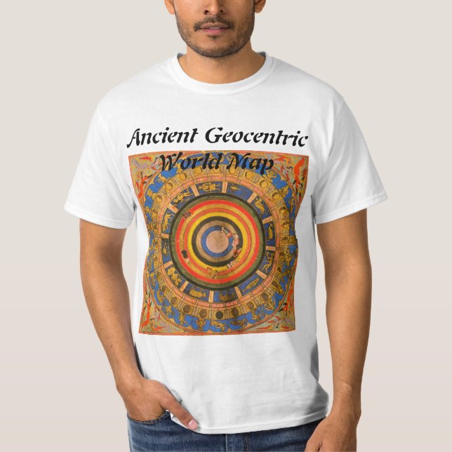 $14,95 Forntida Geocentric världskarta Tee Shirt (Framsida)