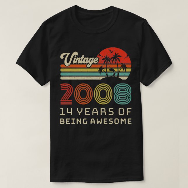 14 Åldersdagars Vintage 2008 T Shirt (Design framsida)