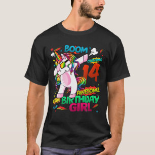 14 år gamla Tecknader i födelsedagen Unicorn Dabbi T Shirt