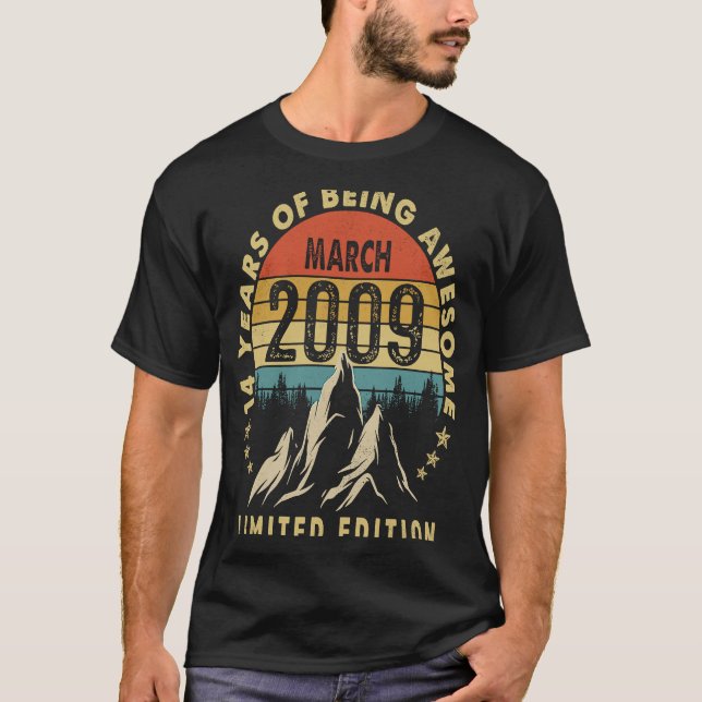 14 år gammal Fantastisk sedan mars 2009 14:e födel T Shirt (Framsida)