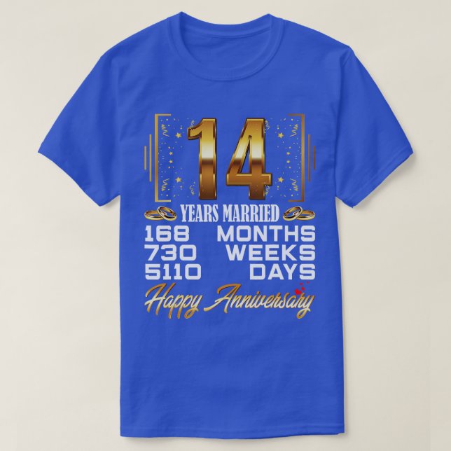 14 år med gift fjortonde Bröllop-årsdagen T Shirt (Design framsida)