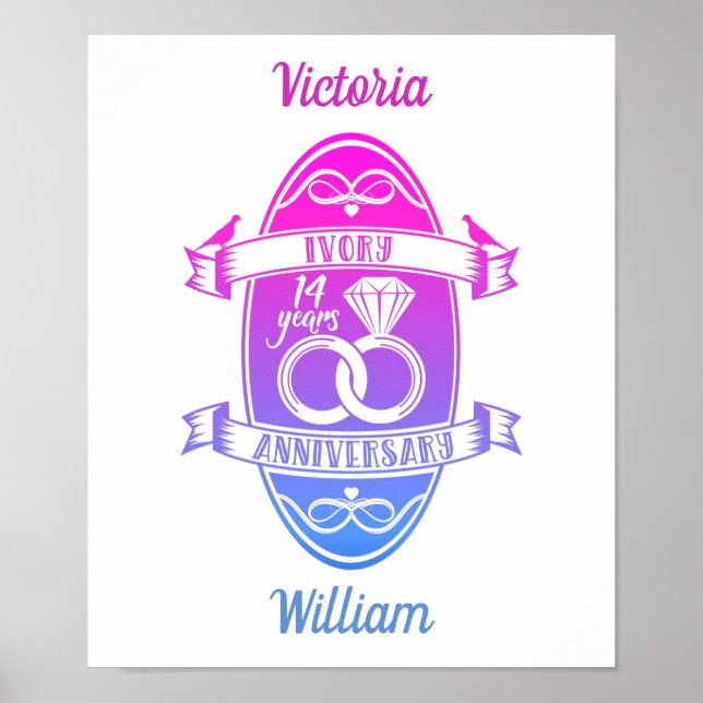 14 år traditionell elfenben 14-års bröllopsdag poster (Framsidan)