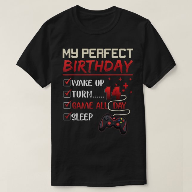 14-årig gamer Gift Boy Tonåring 14:e Perfektens fö T Shirt (Design framsida)