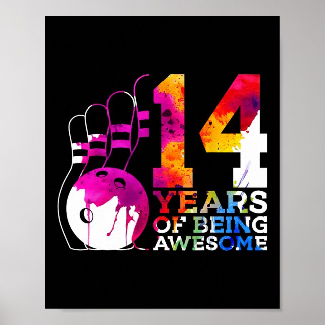 14 års Fantastisk Bowling 14:e födelsedagen Poster (Framsidan)
