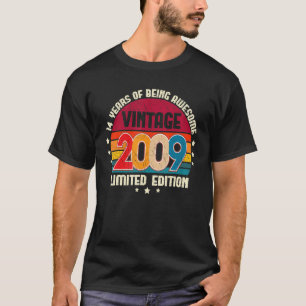 14 års gammal BDay-Vintage 2009 14:e födelsedagen T Shirt