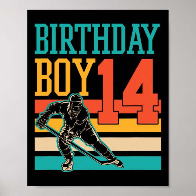 14 års gammal ishockey, trettonde Födelsedagsfeste Poster (Framsidan)