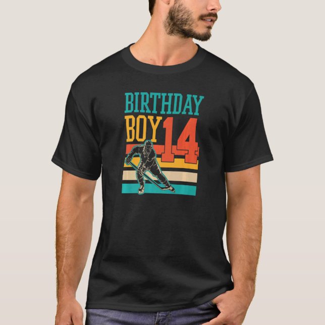 14 års gammal ishockey, trettonde Födelsedagsfeste T Shirt (Framsida)