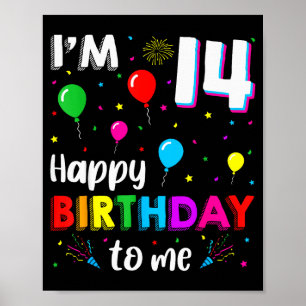 14-årsdag Jag är 14 Glad födelsedag till mig 14 år Poster