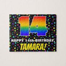 14-årsdag — Roligt, färgglatt stjärnfältsmönster