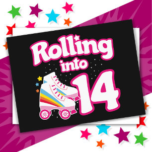 14-årsdag Rullskridskoåkning 14 år gammal Skridsko Vykort