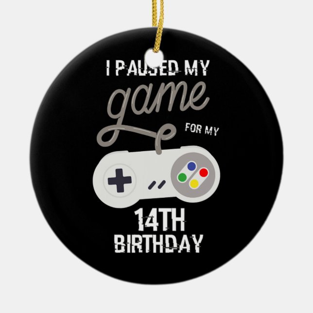 14-årsjubileum Pausade mitt spel 14 år gammalt spe Julgransprydnad Keramik (Framsidan)