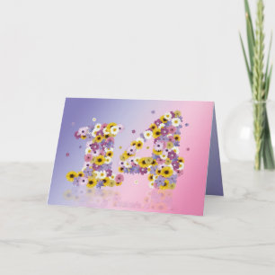 14-årskort med brev i blomsterodling kort