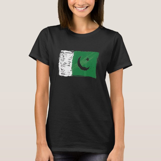14 augusti Independence day Pakistan Flagga Azadi  T Shirt (Framsida)