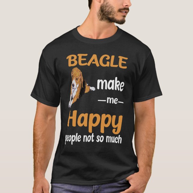 14 Beagle gör mig Lycklig T Shirt (Framsida)