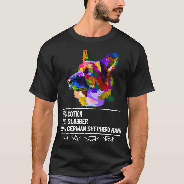 14 Bomull Sjal German Shepherd hår T Shirt (Framsida)