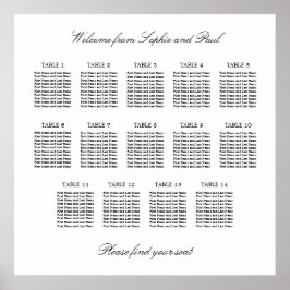 14 Bord Elegant Minimalistisk Placeringsplan Poster