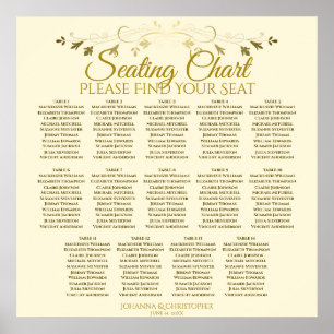 14 Bord Elegant, sätesdiagram för Guld Cream Bröll Poster