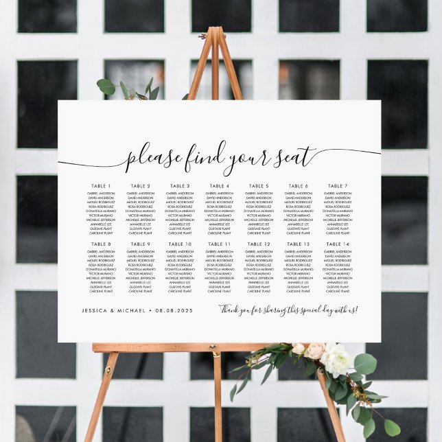 14 Bord Modernt Hitta Din Plats Sittplatskarta Poster (Skapare uppladdad)
