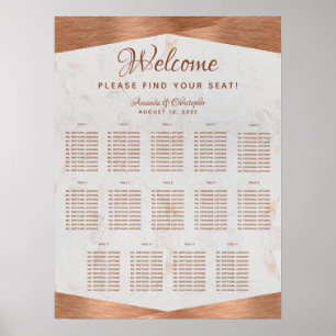 14 Bords Wedding Placeringsplan i Koppar Marmor Me Poster