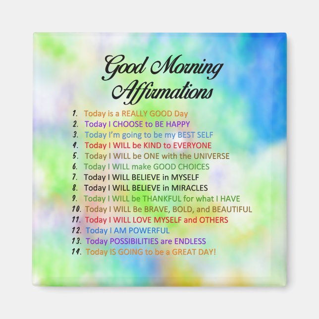 14 Bra Morgonbekräftelser Magnet (Framsidan)