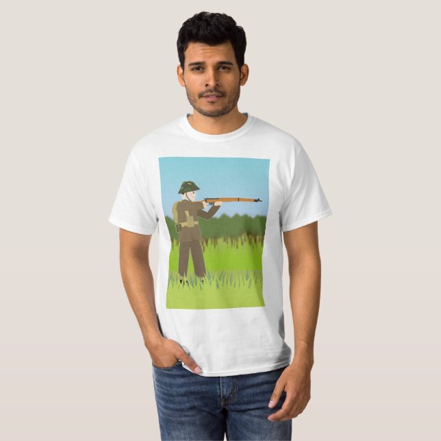 14# brittisk Rifleman, D-dag (världskrig II) T-shirt (Hel framsida)