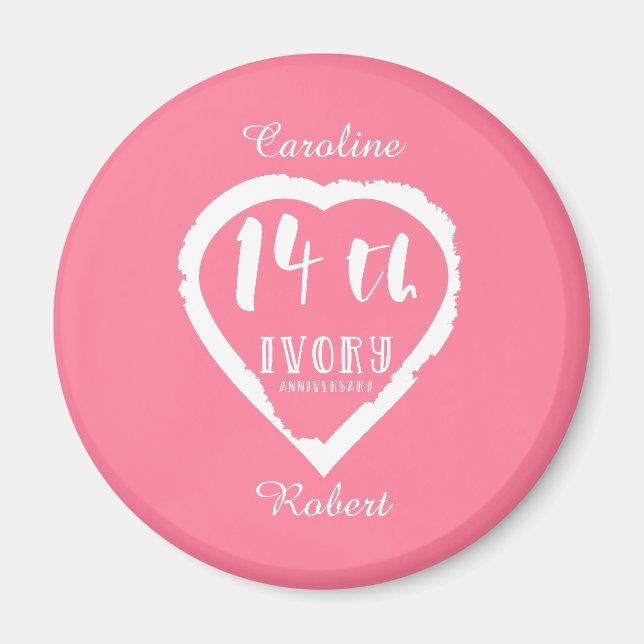 14:e Bröllop-årsdagen av det traditionella elfenbe Magnet (Framsidan)