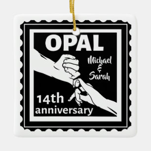 14:e bröllop-årsdagen Opal traditionell Julgransprydnad Keramik