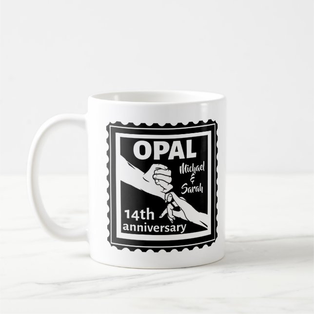 14:e bröllop-årsdagen Opal traditionell Kaffemugg (Vänster)