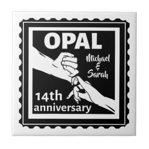 14:e bröllop-årsdagen Opal traditionell Kakelplatta