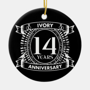 14:e bröllop-IVORY-årsdagen Julgransprydnad Keramik