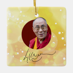 14:e Dalai Lama namnteckning Julgransprydnad Keramik