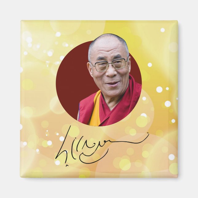 14:e Dalai Lama namnteckning Magnet (Framsidan)