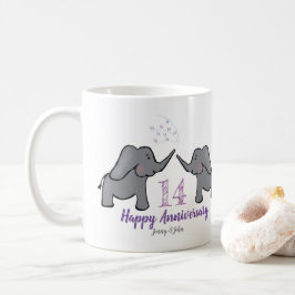14:e elfenben-bröllop-årsdagen: Söt elefant Kaffemugg
