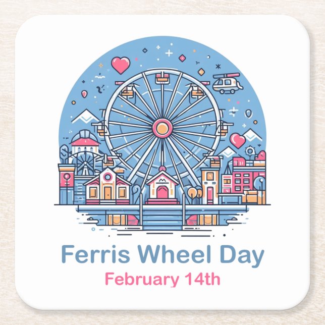 14:e Ferris Wheel Day Underlägg Papper Kvadrat (Framsidan)