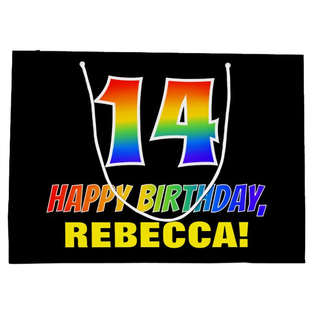 14:e födelsedag: fetstil, Roligt, enkel, regnbåge  (Baksidan)