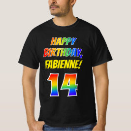 14:e födelsedag - fetstil, Roligt, regnbåge 14, eg T Shirt