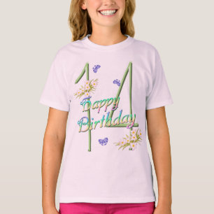 14:e födelsedag med regnbågar och fjärilar t shirt