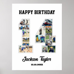 14:e födelsedag Nummer 14 Fotokollage Poster