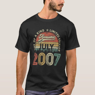 14:e födelsedag Retro-Vintagen född i juli 2007 14 T Shirt