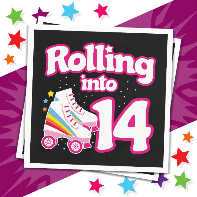 14:e födelsedag Roller Skatt 14 år gammalt Skate Pappersservett (Skapare uppladdad)