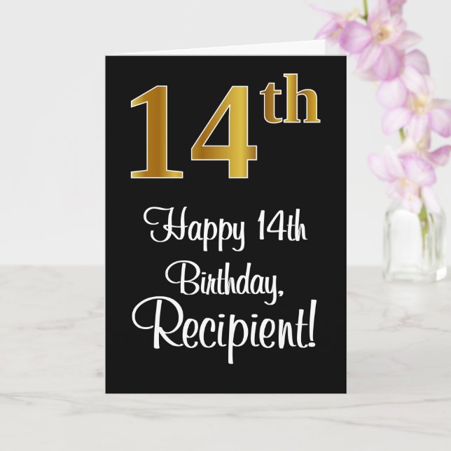 14:e födelsedagen ~ Elegant Luxurious Faux Guld Ti Kort (Orkide)