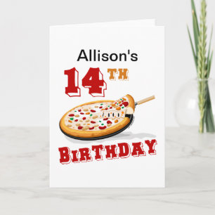 14:e födelsedagen i Pizza Party Kort