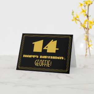 14:e födelsedagen: Namn + Art Deco Inspired (14 år Kort