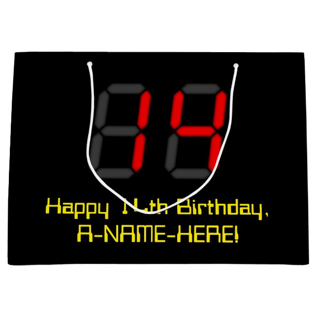 14:e födelsedagen: Red Digital Clock Stil "14" + N (Framsidan)