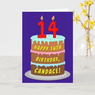 14:e födelsedagen: Roligt Cake and Candles + Custo Kort