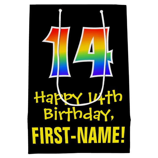14:e födelsedagen: Roligt, fetstil, färgstark, reg (Baksidan)