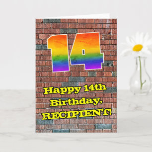 14:e födelsedagen: Roligt Graffiti-Inspired Rainbo Kort